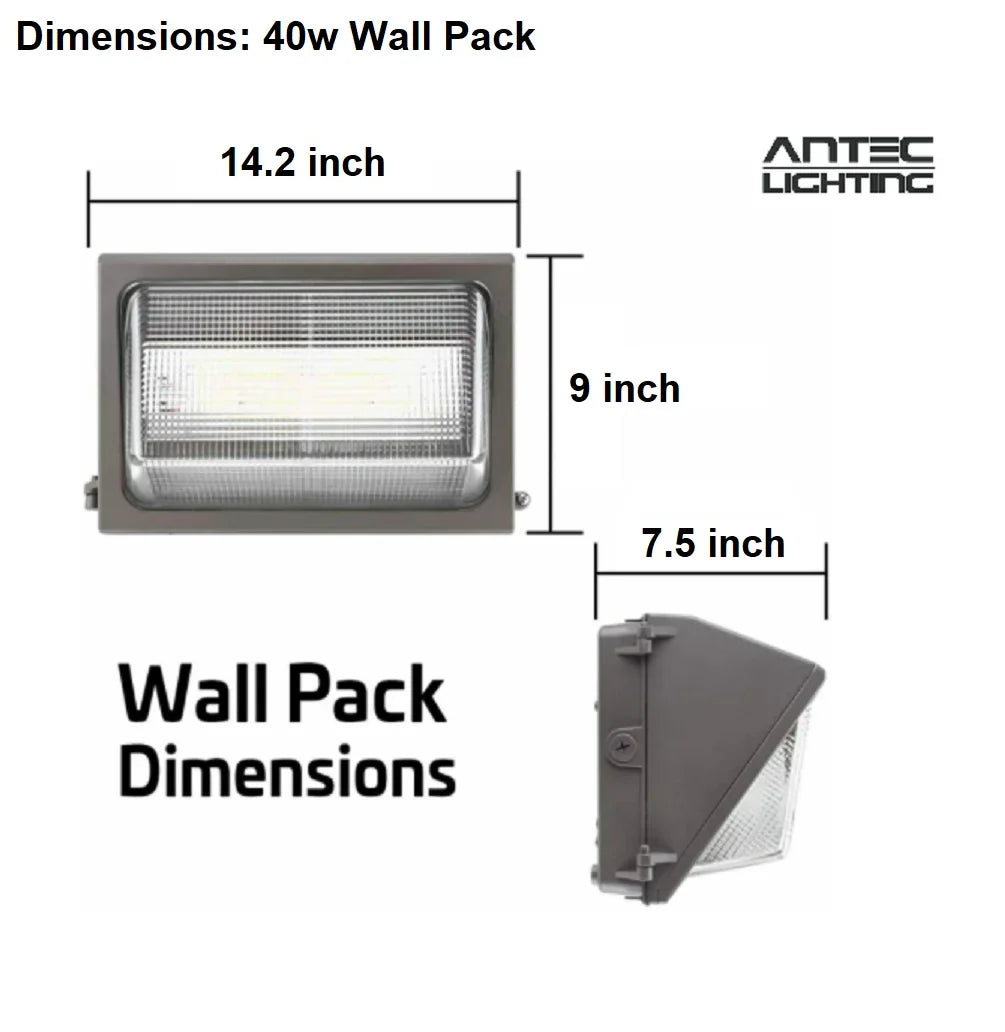 Antec 40W Outdoor LED Wall Pack Light, 5000 People 5000K, 100-277VAC, UL/DLC , IP65 Weather Resistant,