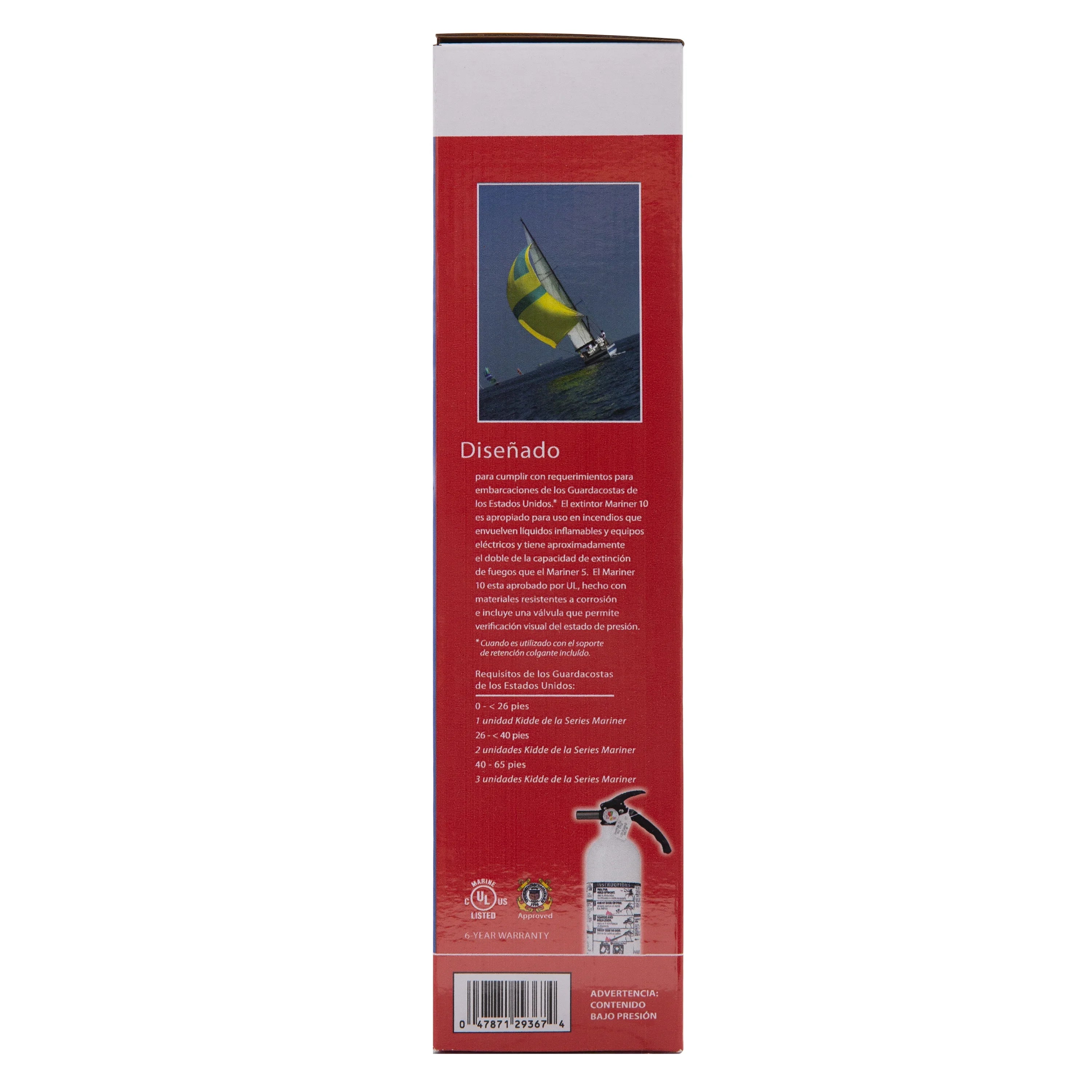 Kidde Marine Fire Extinguisher, UL Rated 10-B:C, Model KD82W-10BC, Not Rechargeable