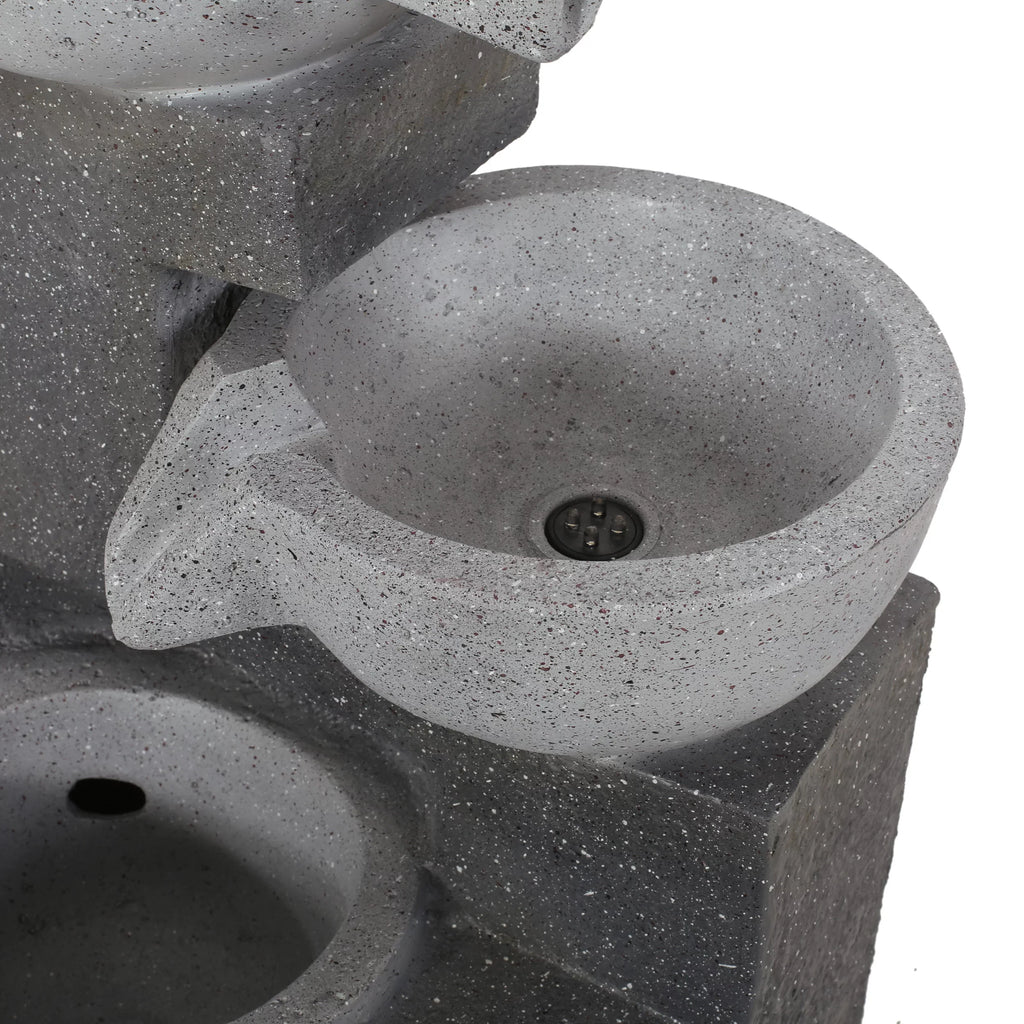 Colquitt Outdoor Modern 3 Tier Fountain, Multi-Gray