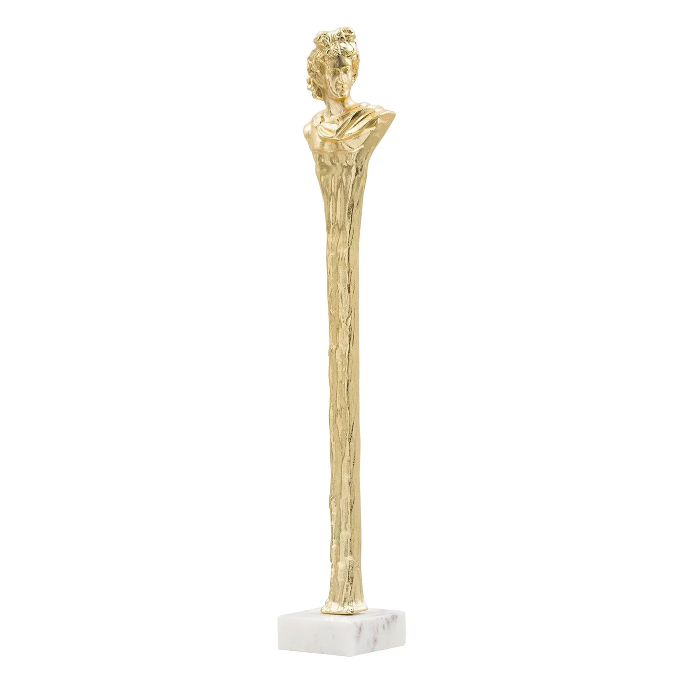 Jennifer Taylor Home Roman 28" Stylized Decorative Bust on White Marble Base, Gold and White Marble