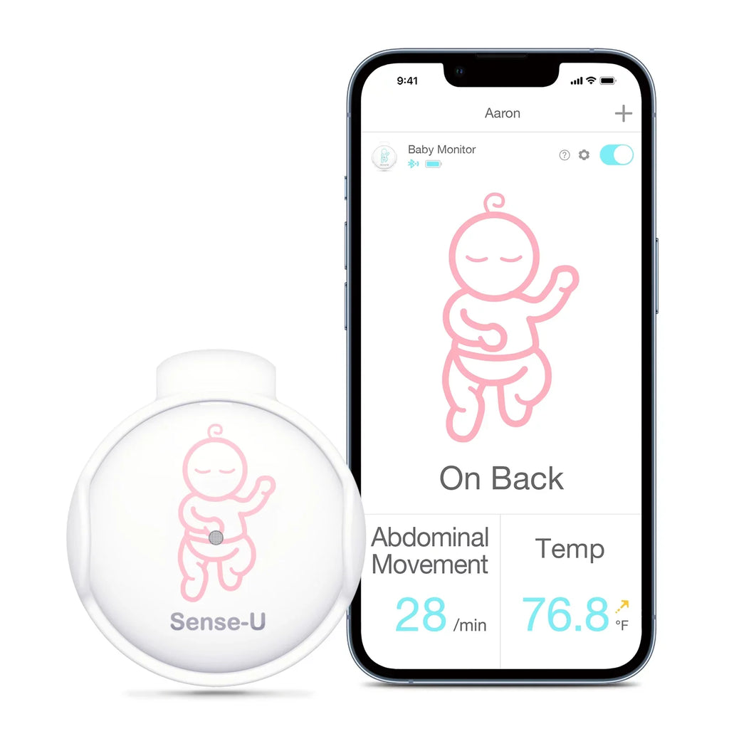 Sense-U Smart Baby Abdominal People Monitor - Tracks Baby's Abdominal Gentlemen Temperature, Rollover and Sleeping Position for Baby Safety with Instant Audio Alerts on Smartphones, Pink