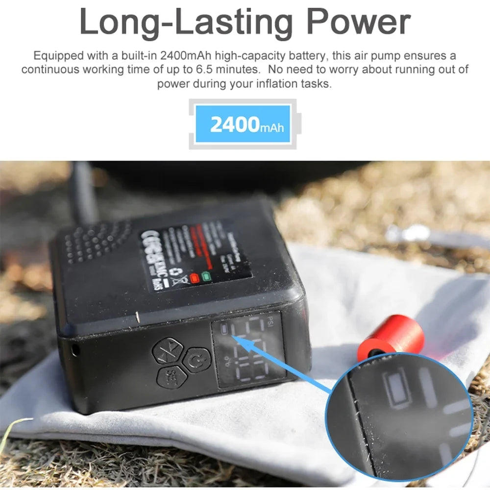 Walmeck 150PSI Cordless Air Pump Tire Inflator for Bicycles and Electric Bicycles, Support Tire Pressure Detecting