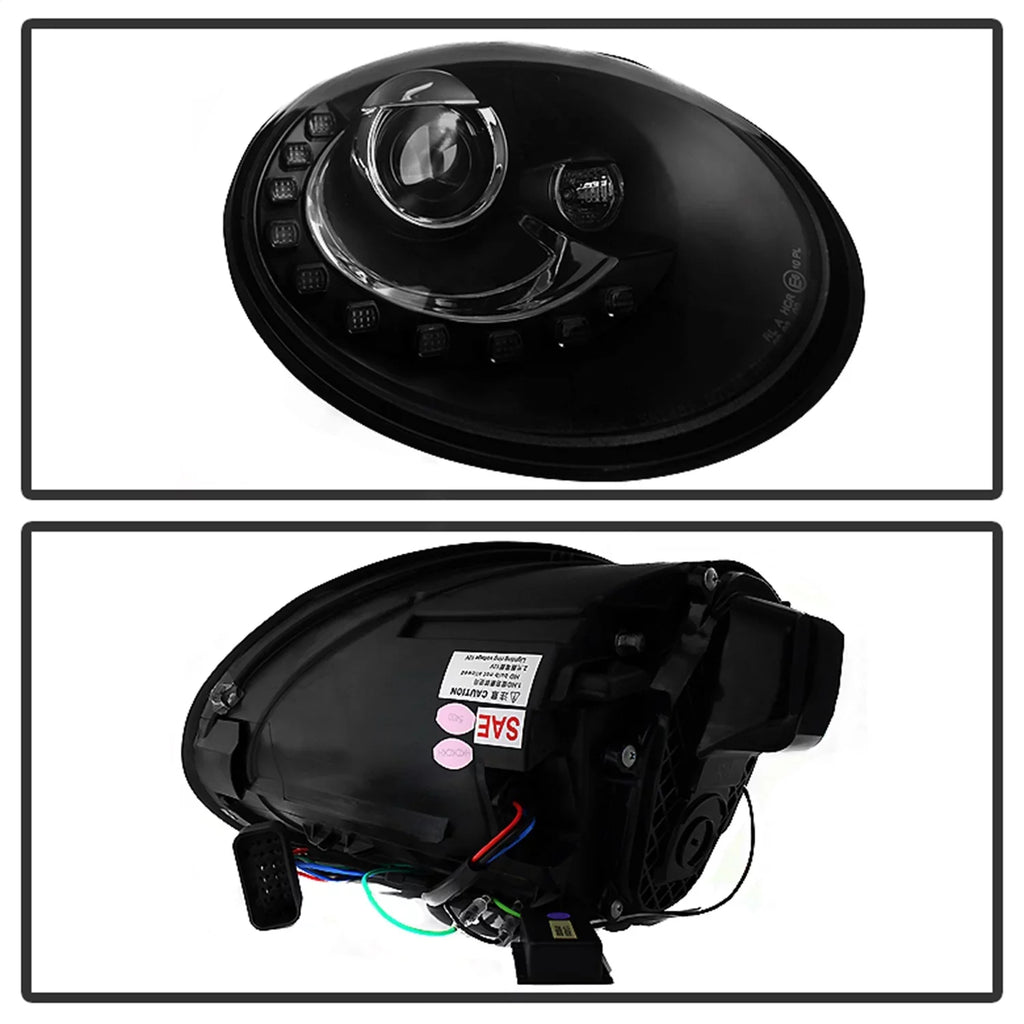 Spyder Volkswagen Beetle 06-10 Projector Headlights - DRL LED - Ebony