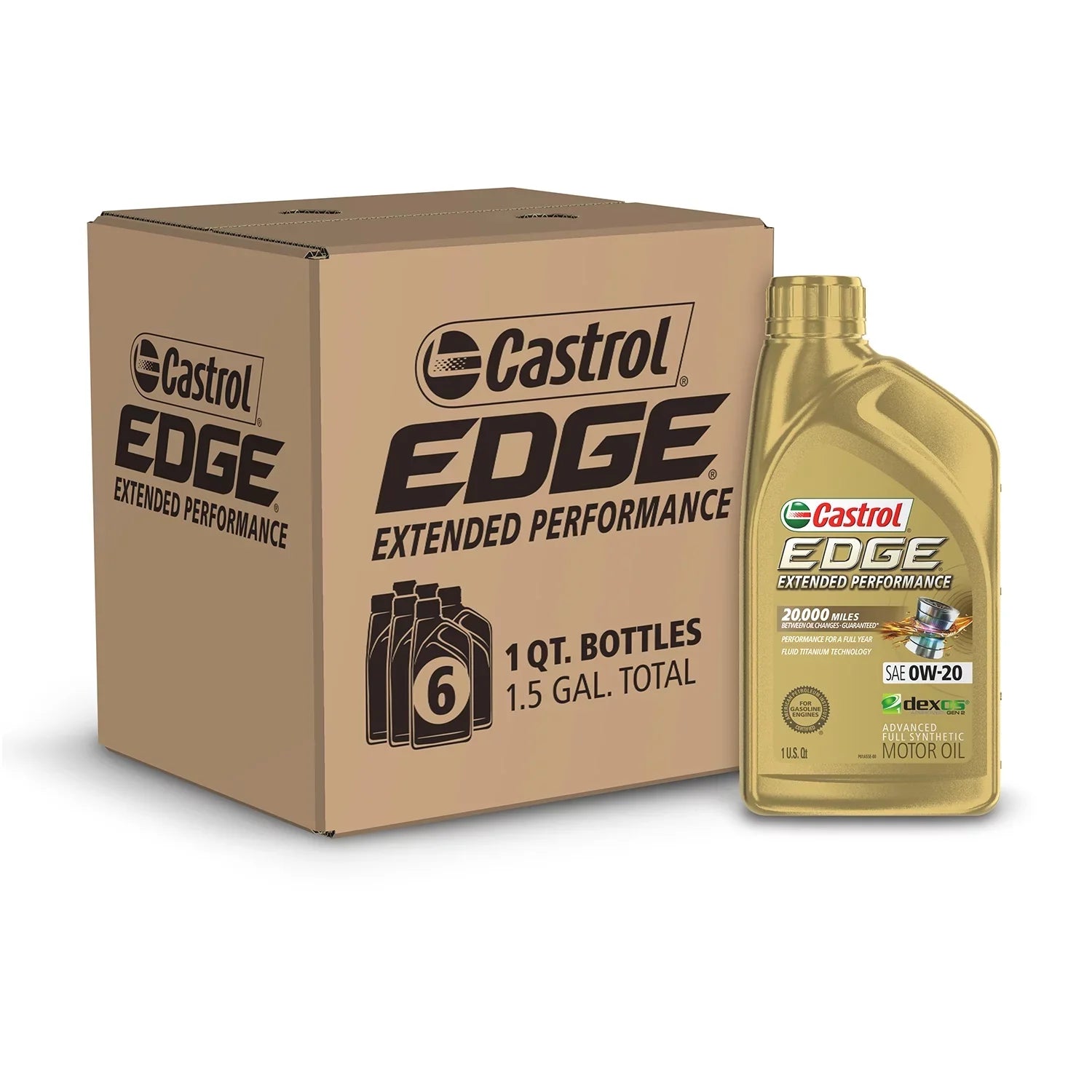 Castrol Edge Final Point Performance 0W-20 Advanced Full Synthetic Motor Oil, 1 Quart, Case of 6