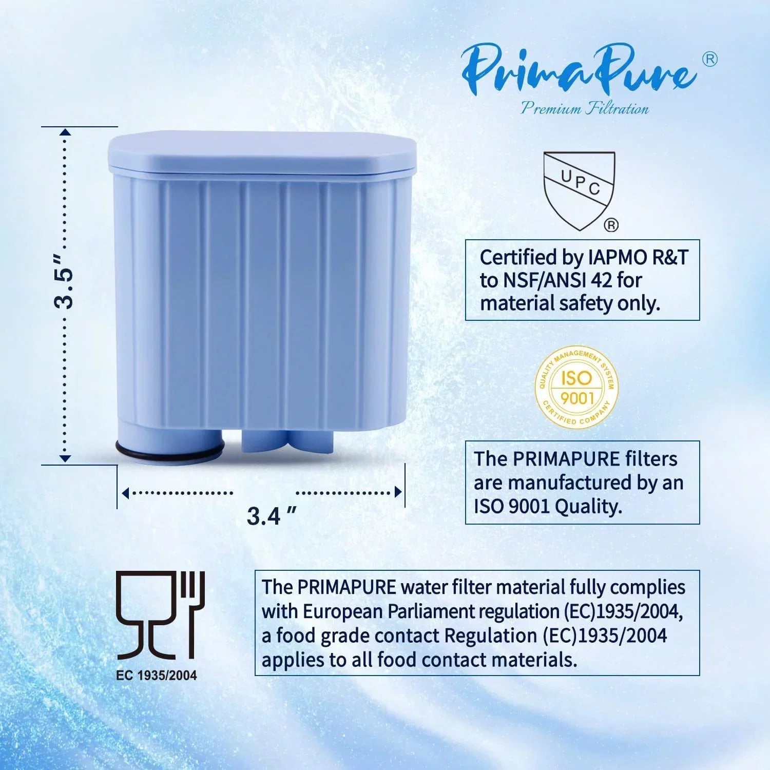 4-Pack PrimaPure Espresso Coffee Machine Water Filter Individuals For Philips Saeco AquaClean CA6903 Certified To NSF / ANSI 42 by IAPMO R&T