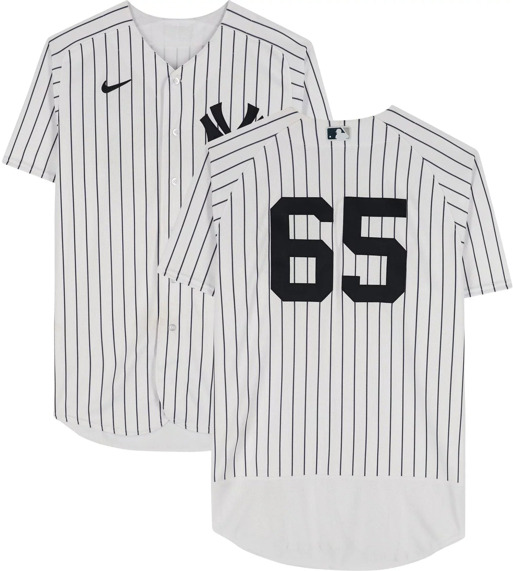 Nestor Cortes New York Yankees Player-Worn #65 White Pinstripe Jersey vs. Boston Red Sox on September 25, 2022