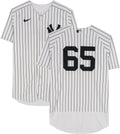 Nestor Cortes New York Yankees Player-Worn #65 White Pinstripe Jersey vs. Boston Red Sox on September 25, 2022