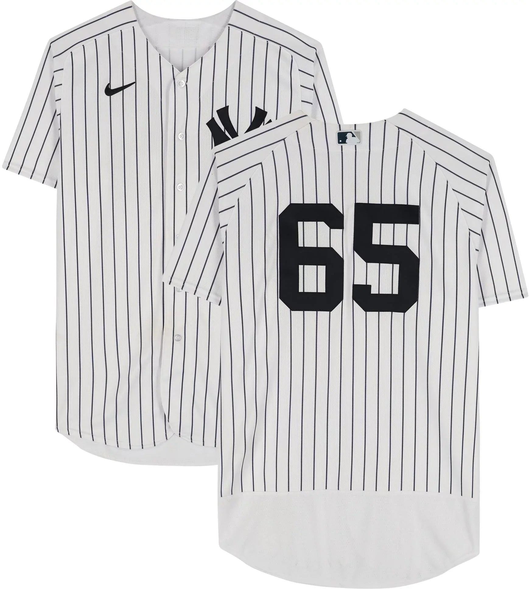 Nestor Cortes New York Yankees Player-Worn #65 White Pinstripe Jersey vs. Boston Red Sox on September 25, 2022