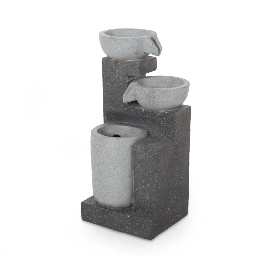 Colquitt Outdoor Modern 3 Tier Fountain, Multi-Gray