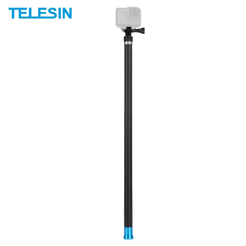 Telesin 2.7M/106 Inch Ultra Long Carbon Fiber Selfie Stick Lightweight Termination Handheld Pole Monopod Individuals for GoPro Hero 9/8/7/6/Hero 5 Ebony (2018) Gentlemen for One R OSMO Act