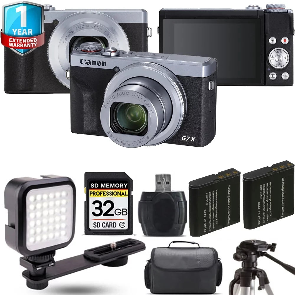 Canon PowerShot G7 X Mark III Digital Camera (Silver) + Extra Battery + LED +1 Yr Warranty