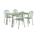 Minimalist Green Metal Dining Set with Four Chairs