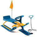 Machrus Frost Rush Snow Sled with Steering Wheel, Twin Brakes, Pull Rope & Safety Flag - Winter Racer Snow Sled for Kids and Adults for Sledding