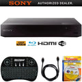 Sony BDP-S3700 Streaming Blu-ray Disc Player with Wi-Fi + Accessories Bundle Includes, 2.4GHz Wireless Backlit Keyboard with Touchpad, 6ft HDMI Cable and Laser Lens Cleaner for DVD/CD Players
