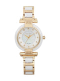 Pre-owned Escada Lauren Gold Tone Ceramic Ladies Watch E2135014 (Good)