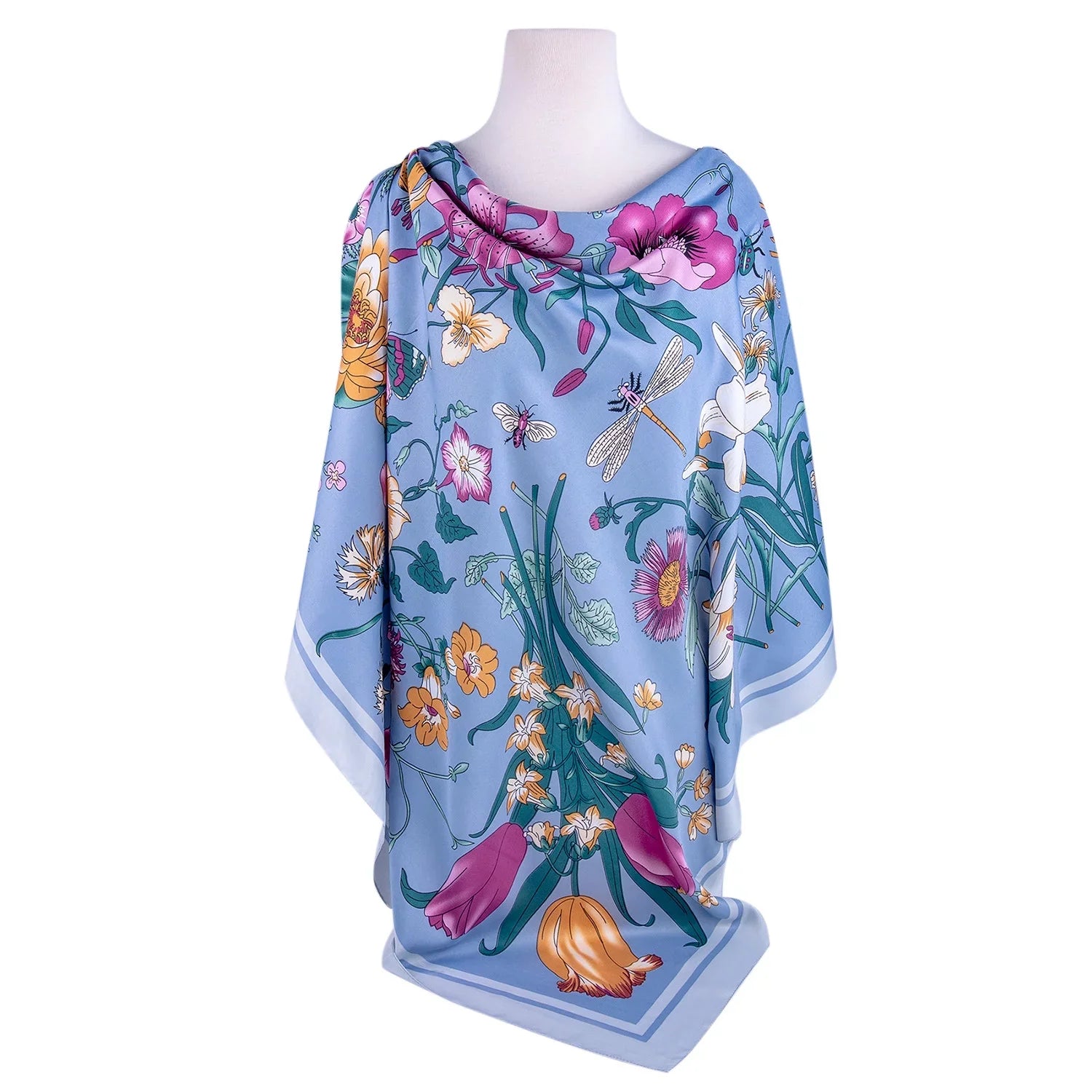 STP GOODS Evening Shawl and Wrap for Individuals Botany Lilac Silk Shawl 51x51'' (130 * 130 cm) Travel Scarf Tops Fashion Shawl for Wedding