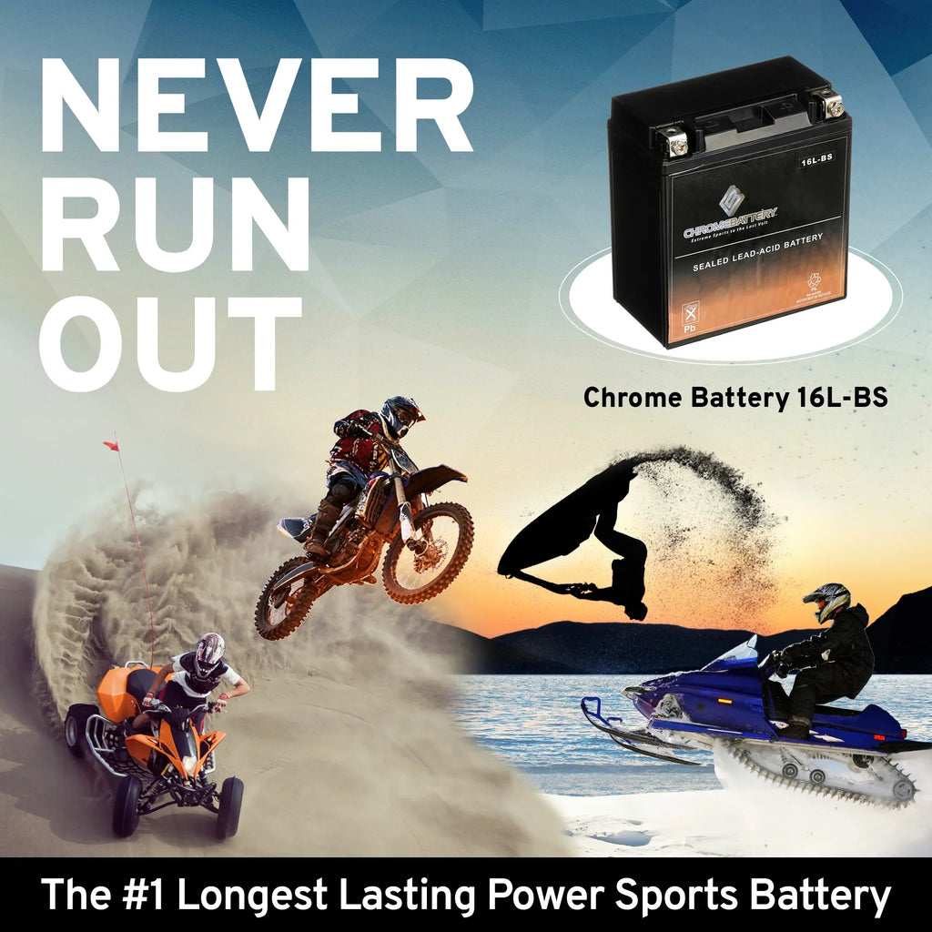 Chrome Battery YTX16L-BS (16L-BS 12 Volt,14 Ah, 230 CCA) Jet Ski Battery for Kawasaki 650cc Jf650 X2 1995