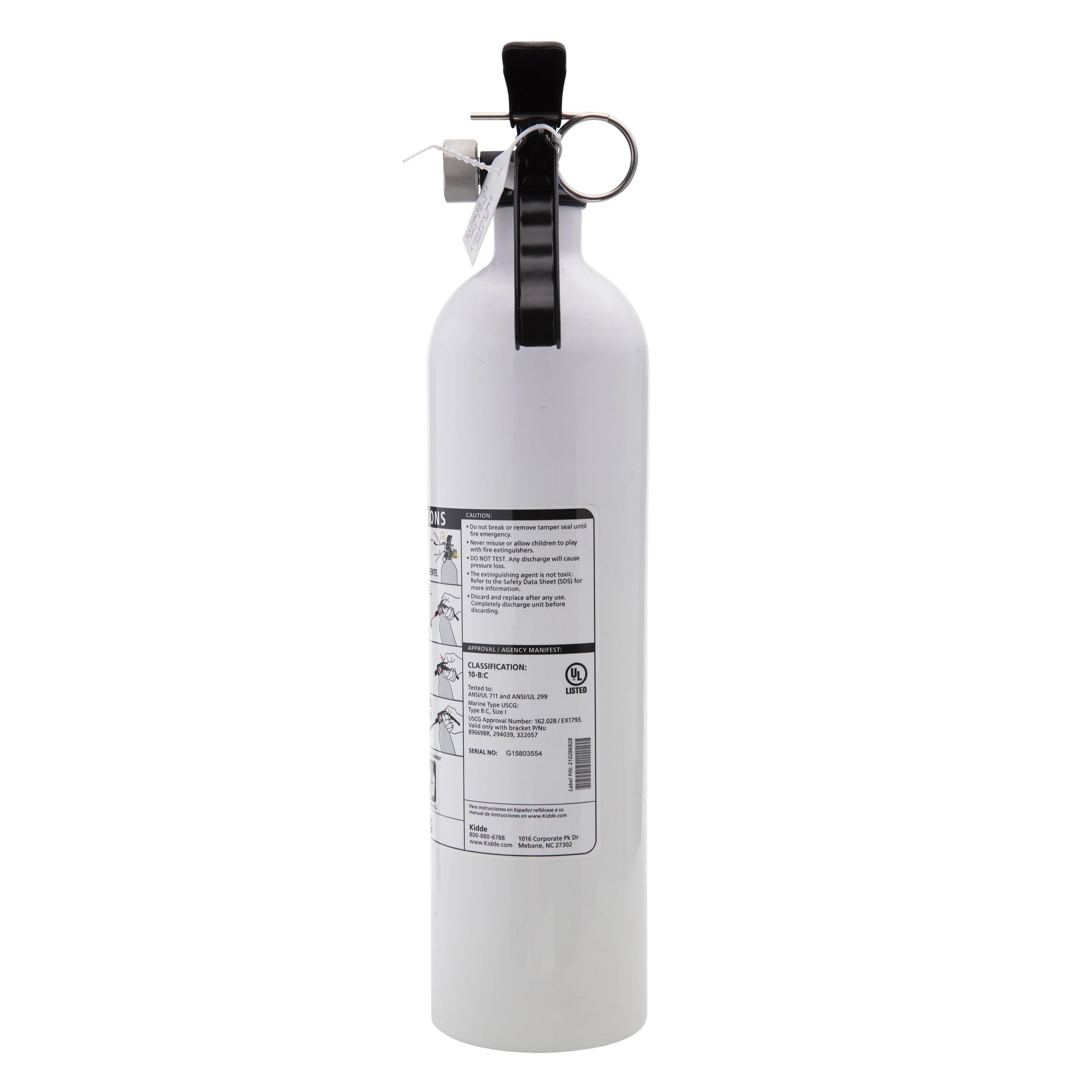 Kidde Marine Fire Extinguisher, UL Rated 10-B:C, Model KD82W-10BC, Not Rechargeable