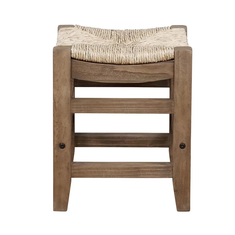 Alaterre Newport Set of Two 18"H Wood Stools with Rush Seats