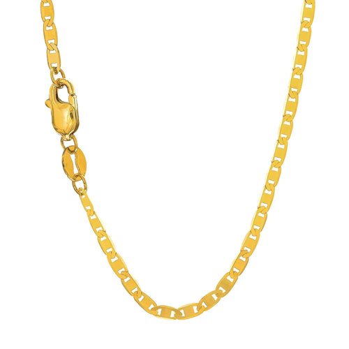 10k Solid Yellow Gold 2.3 mm Mariner Chain Anklet, Lobster Claw Clasp - 10 Inches, 1.7gr.