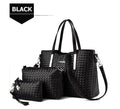 Smarit Gentlemen Pu Leather Weave Handbag Purse Bag Set 3 Pieces Tote Bag Set Shoulder Bags Big Capacity