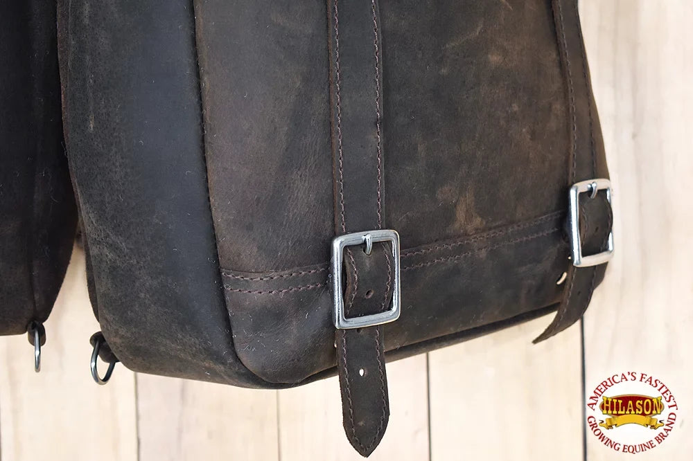 98HS Leather Horse Saddle BagÂ Leather Chap For Trail Hilason