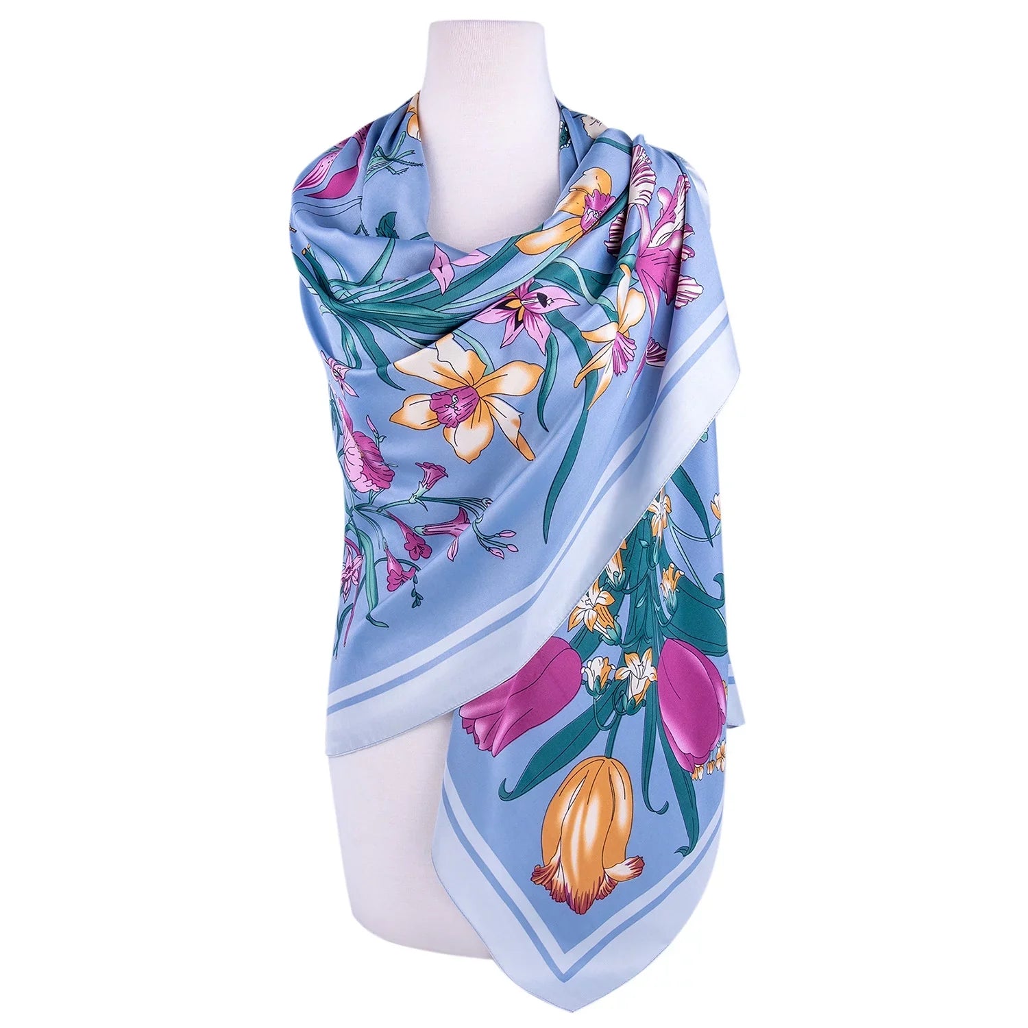 STP GOODS Evening Shawl and Wrap for Individuals Botany Lilac Silk Shawl 51x51'' (130 * 130 cm) Travel Scarf Tops Fashion Shawl for Wedding