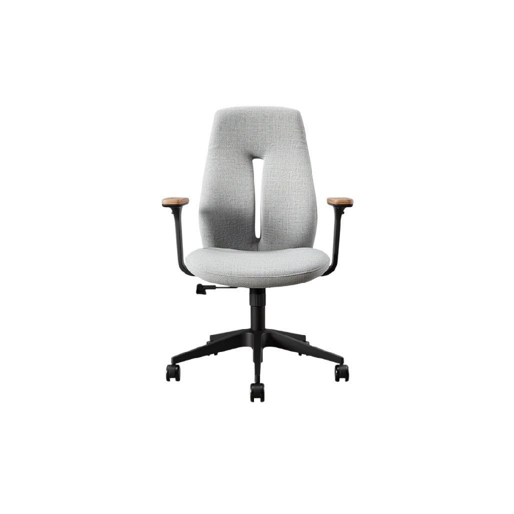 "Modern Ergonomic Office Chair with Wooden Armrests"