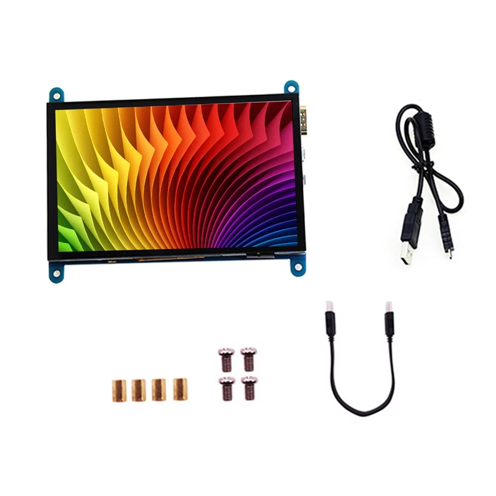 CACAGOO 5 Inch HD Capacitive Touchscreen Display 800*480 Resolution Small Portable Monitor with USB HD Interface Compatible with Raspberry Pi Educational Tool