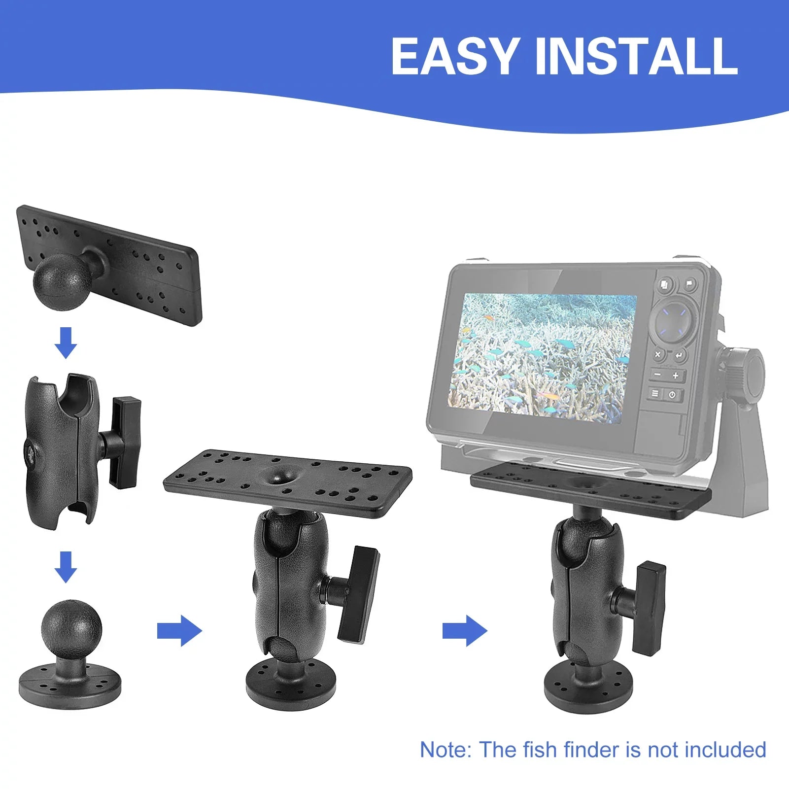 Portable Kayak Fishfinders Holder Fish Finder Ball Mount Base Swivel Fish Finder Mount Fish Finder Kayak Accessory