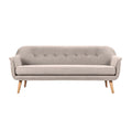 Modern Beige Sofa with Button Tufting and Wooden Legs
