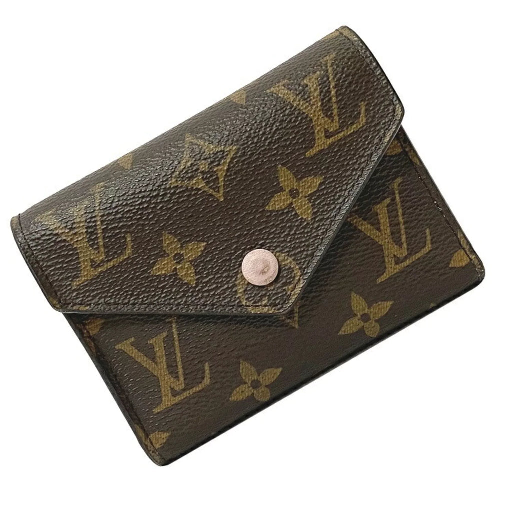 Pre-Owned Wallet Portefeuille Victorine Brown Pink Rose Ballerine Monogram M62360 Trifold NZ3119 LOUIS VUITTON Ladies (Good)