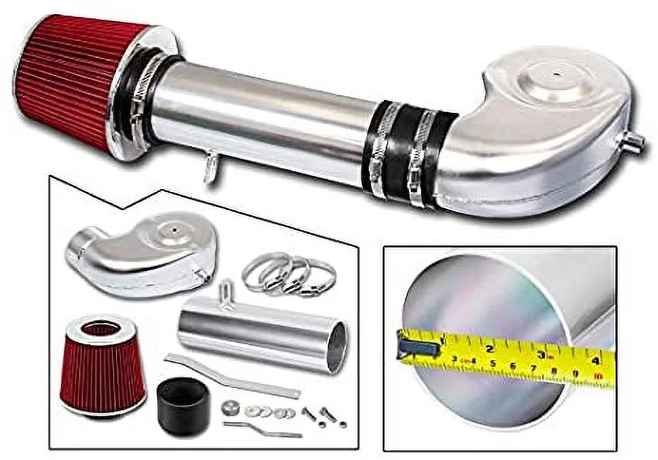 Rtunes Racing Short Ram Air Intake Kit + Filter Combo RED Compatible For 94-01 Dodge Ram 1500 5.2L&5.9L / 94-02 Dodge Ram 5.9L V8