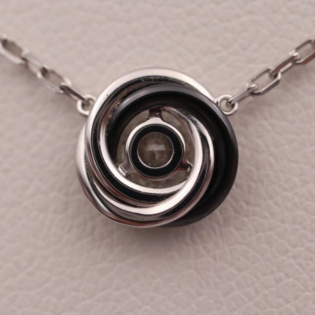 Pre-Owned CARTIER Cartier Trinity necklace CRB7224532 K18WG ceramic diamond white gold Dark Final Point 750 (Good)