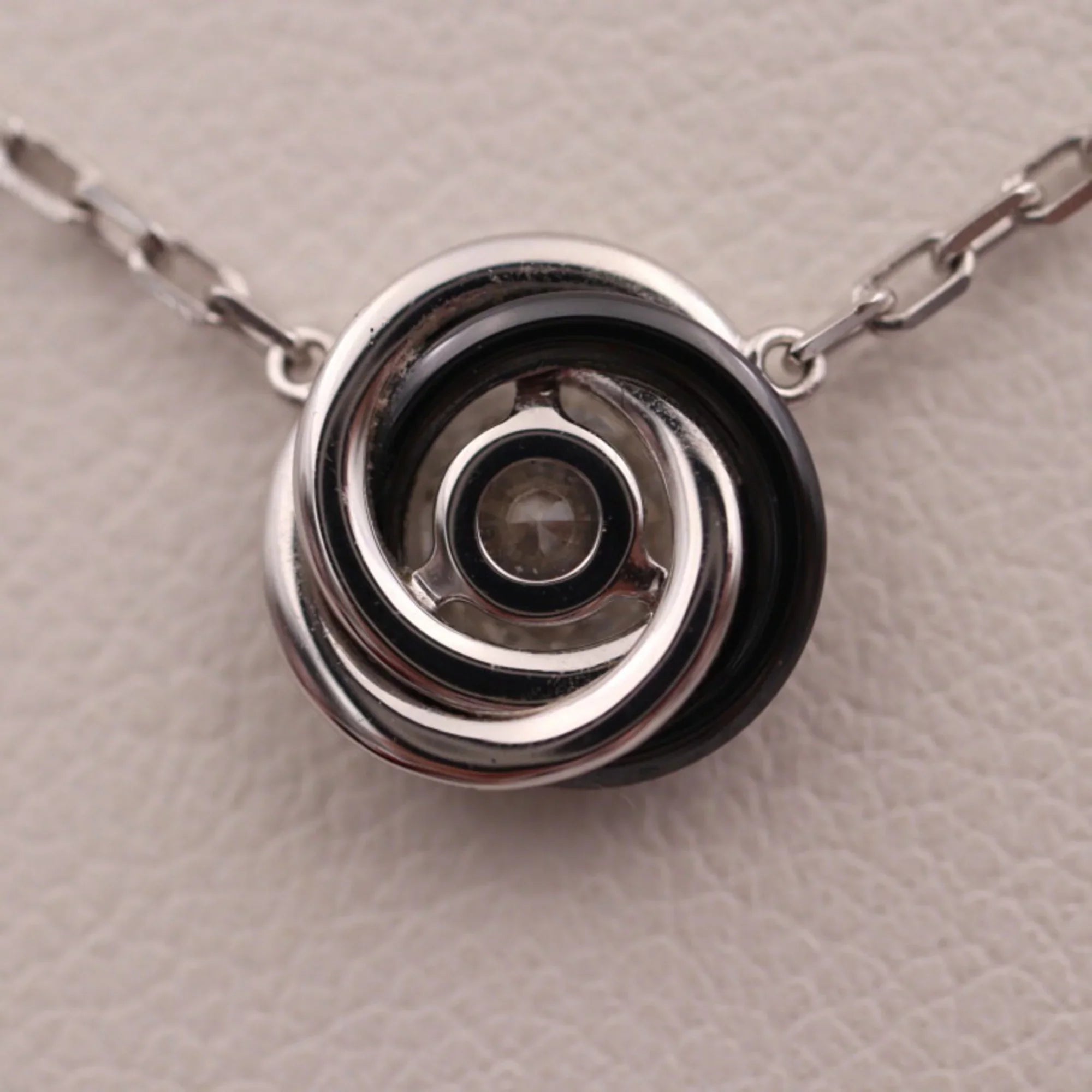 Pre-Owned CARTIER Cartier Trinity necklace CRB7224532 K18WG ceramic diamond white gold Dark Final Point 750 (Good)