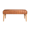 "Modern Leather Upholstered Bench with Wooden Legs"