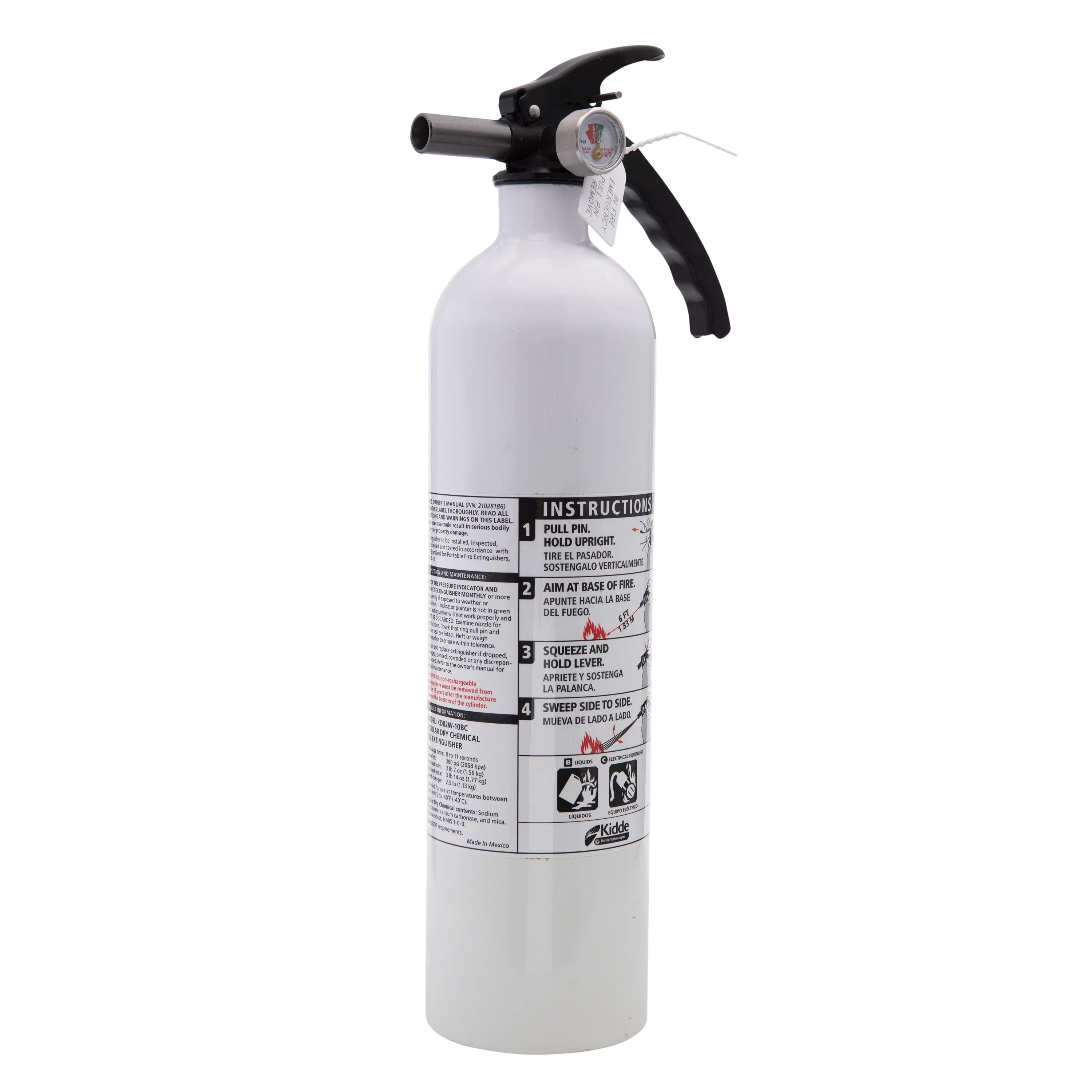 Kidde Marine Fire Extinguisher, UL Rated 10-B:C, Model KD82W-10BC, Not Rechargeable