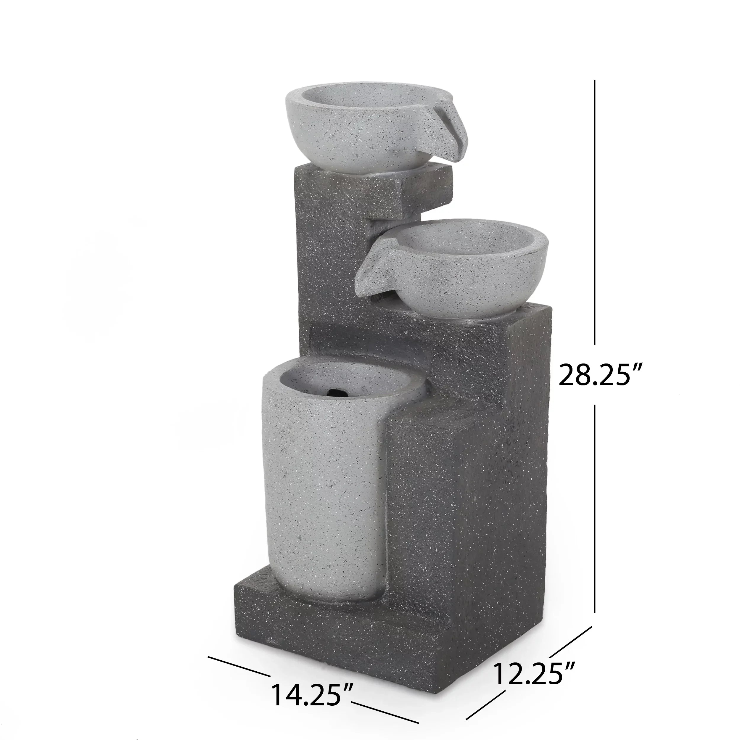 Colquitt Outdoor Modern 3 Tier Fountain, Multi-Gray