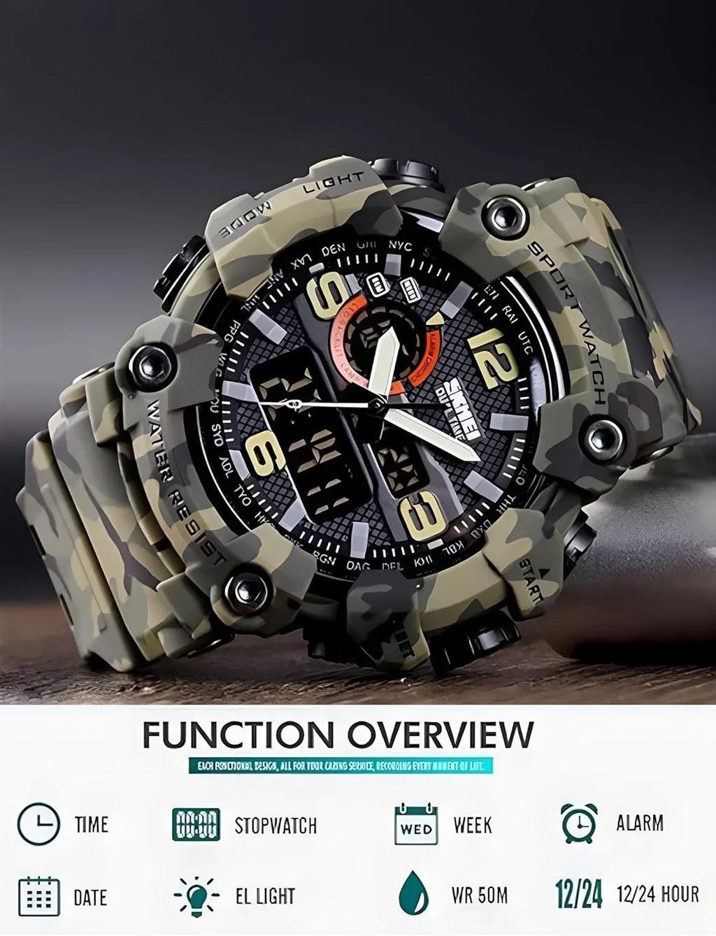 Gosasa Gentlemen Watches Multi Function Military S-Shock Sports Watch LED Digital Waterproof Alarm Watches…