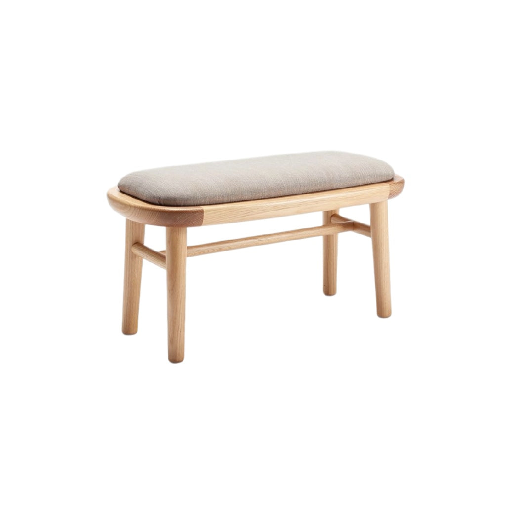 "Modern Wooden Bench with Upholstered Cushion"