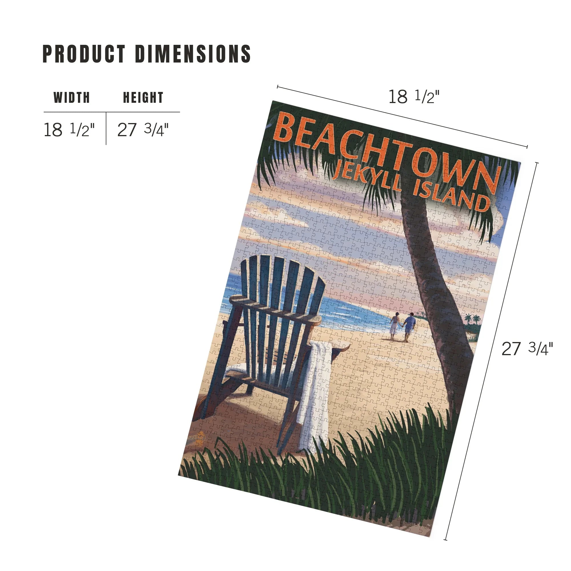 Lantern Press 1000 Piece Jigsaw Puzzle, Beachtown, Jekyll Island, Georgia, Adirondack Chair on the Beach
