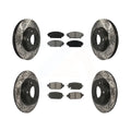 Transit Auto - Front Rear Coated Drilled Slotted Disc Brake Rotors And Semi-Metallic Pads Kit For 2019-2021 Mazda CX-3 FWD KDS-100840
