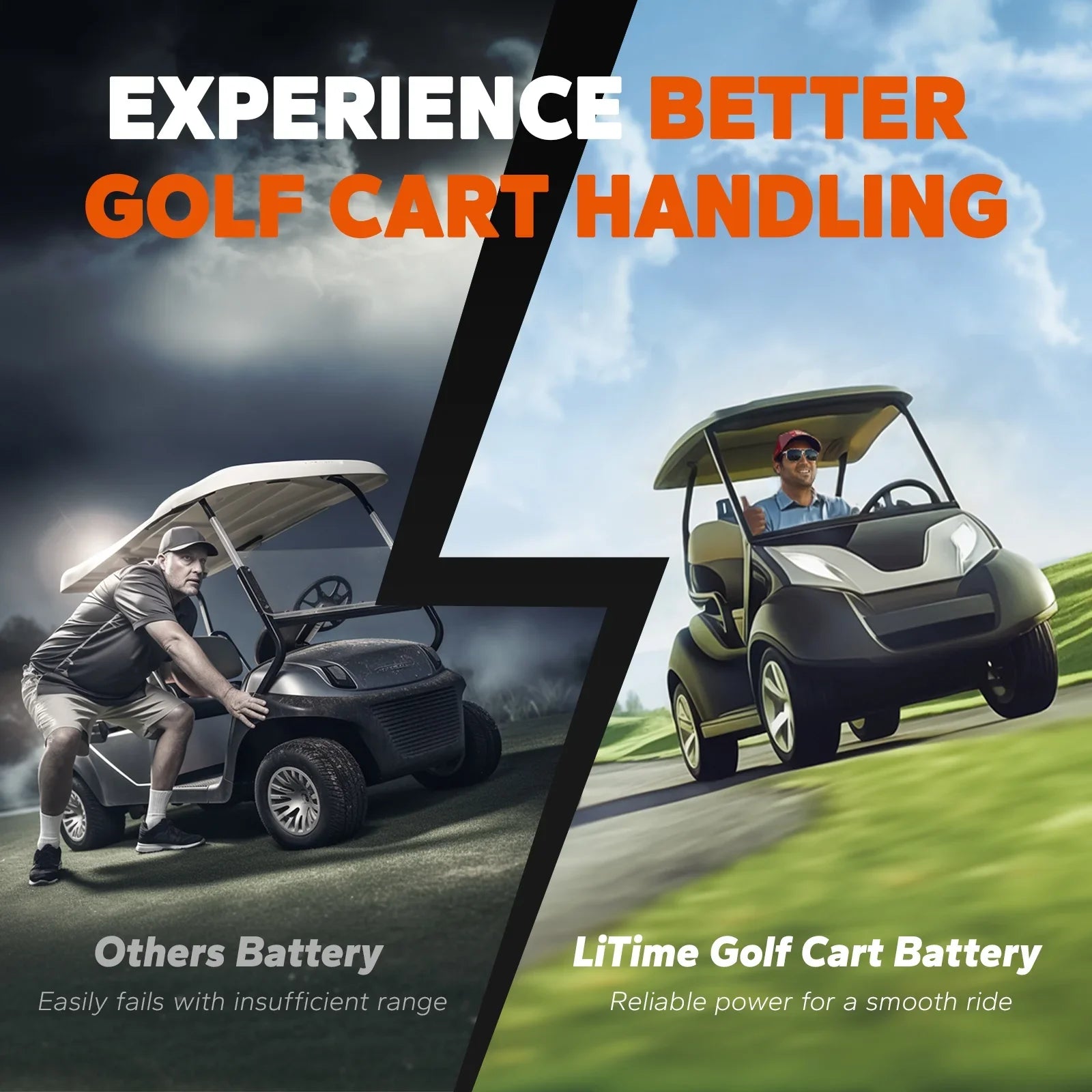 LiTime 36V 100Ah Golf Cart LiFePO4 Lithium GC2 Battery, Built-in 200A BMS, Max. 15000 Deep Cycle, Max. Power 7.68kW and Support 2C Discharge, Perfect for Golf Cart, RV, Trolling Motor, Lawn Mower
