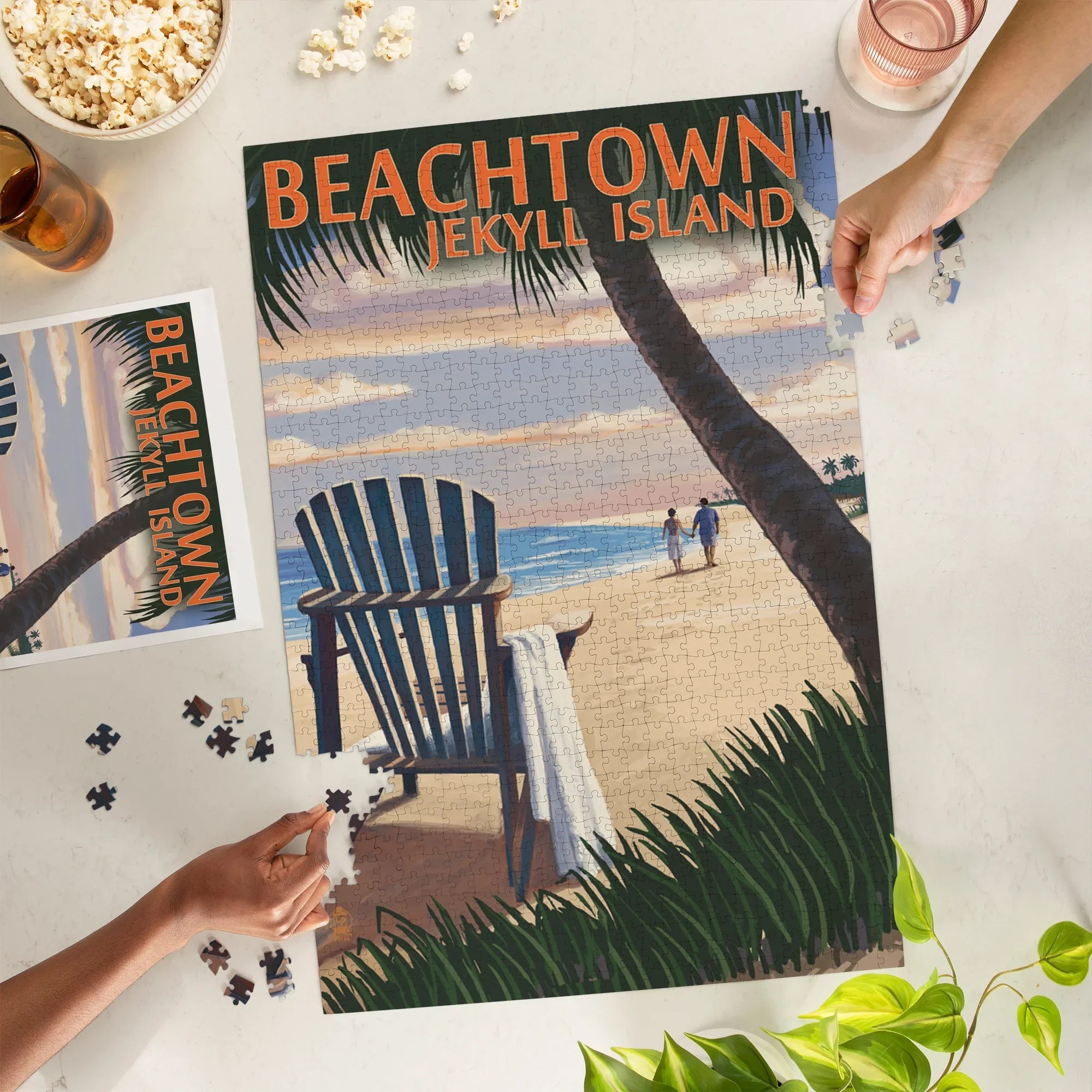 Lantern Press 1000 Piece Jigsaw Puzzle, Beachtown, Jekyll Island, Georgia, Adirondack Chair on the Beach