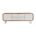 Sleek Modern TV Stand with Rounded Edges and Storage Drawers