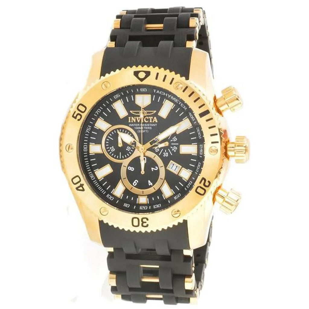 Invicta Gentlemen 0140 Spider Collection Gold Tone Dark Display Rubber Strap Chronograph Watch