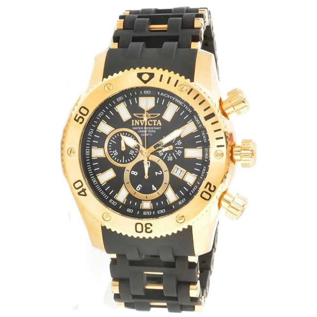 Invicta Gentlemen 0140 Spider Collection Gold Tone Dark Display Rubber Strap Chronograph Watch