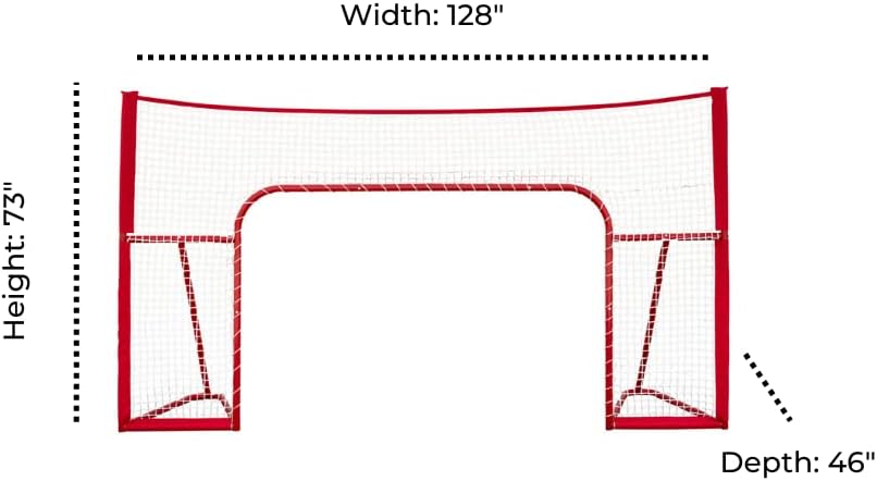 Winnwell Hockey Standalone 72" Backstop - Standalone Sports Ice & Ball Hockey Shooting Target Barrier - Heavy Duty Steel Pipe Backstop for Street & Mylec Balls Training Equipment for Driveway