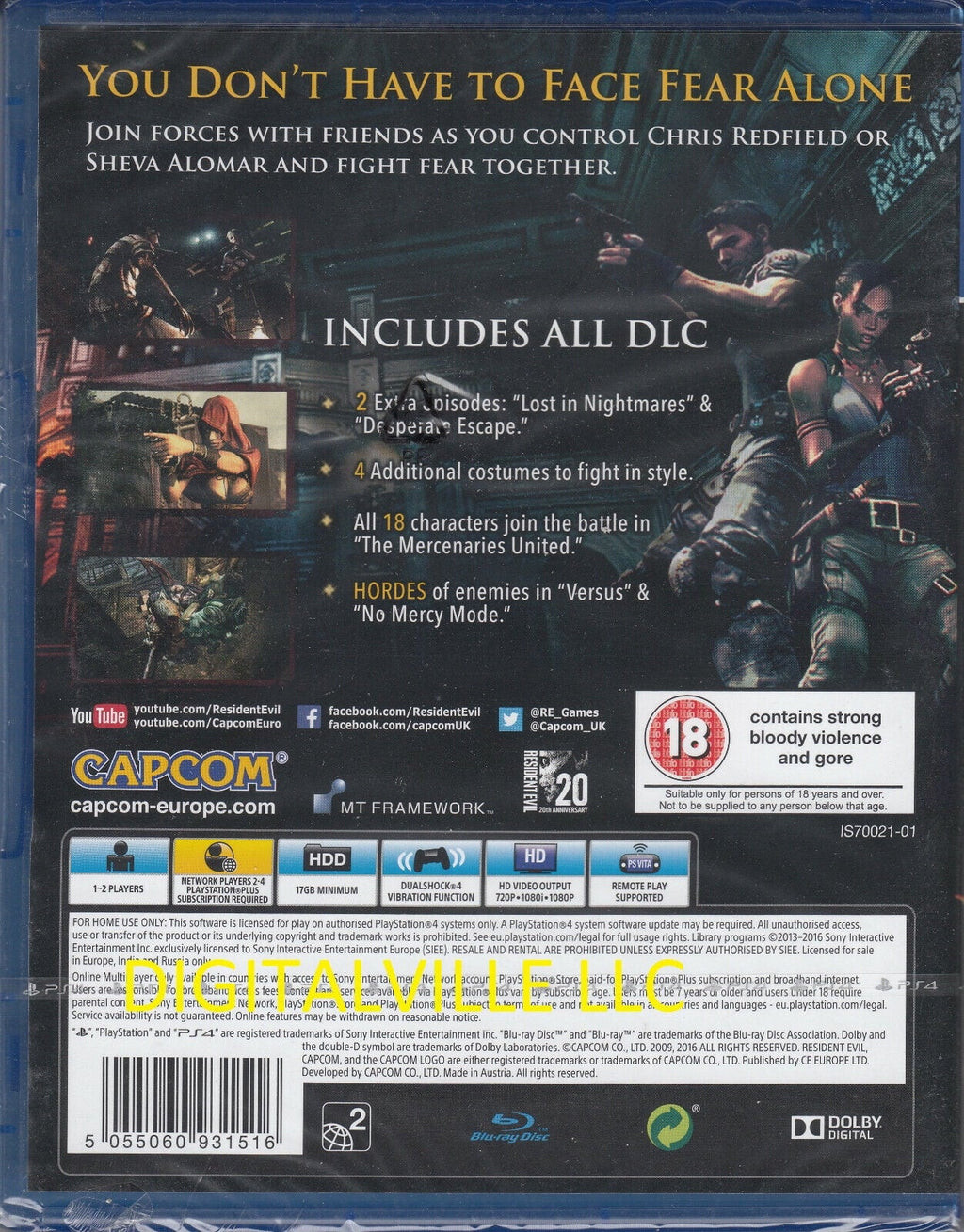 Resident Evil 5 HD PS4 Brand New factory Sealed