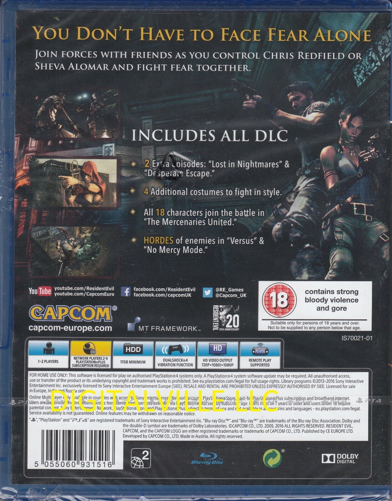 Resident Evil 5 HD PS4 Brand New factory Sealed
